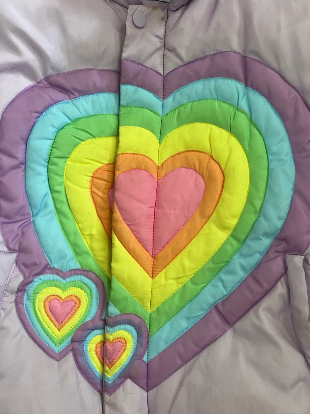Lola and the Boys Rainbow Heart Puffer Girls Jacket Size 8 - Picture 5 of 8